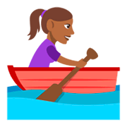 Émoji 🚣🏾‍♀️ Rameuse Dans Une Barque : Peau Mate sur JoyPixels 3.0.