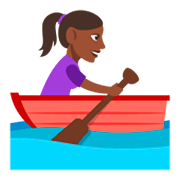 🚣🏿‍♀️ Emoji Frau im Ruderboot: dunkle Hautfarbe JoyPixels 3.0.