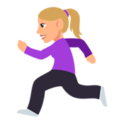 🏃🏼‍♀️ Emoji Mujer Corriendo: Tono De Piel Claro Medio en JoyPixels 3.0.