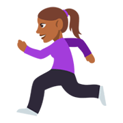 🏃🏾‍♀️ Emoji Mujer Corriendo: Tono De Piel Oscuro Medio en JoyPixels 3.0.