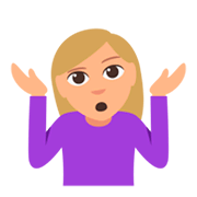 🤷🏼‍♀️ Emoji Mulher Dando De Ombros: Pele Morena Clara na JoyPixels 3.0.