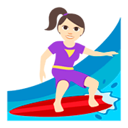 🏄🏻‍♀️ Emoji Mujer Haciendo Surf: Tono De Piel Claro en JoyPixels 3.0.