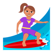 🏄🏽‍♀️ Emoji Surferin: mittlere Hautfarbe JoyPixels 3.0.