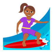 🏄🏾‍♀️ Emoji Mujer Haciendo Surf: Tono De Piel Oscuro Medio en JoyPixels 3.0.