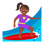 🏄🏿‍♀️ Emoji Mujer Haciendo Surf: Tono De Piel Oscuro en JoyPixels 3.0.
