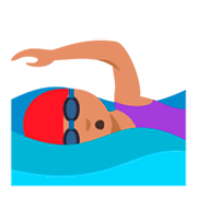 Emoji 🏊🏽‍♀️ Nuotatrice: Carnagione Olivastra su JoyPixels 3.0.