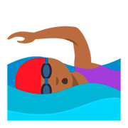 🏊🏾‍♀️ Emoji Mulher Nadando: Pele Morena Escura na JoyPixels 3.0.