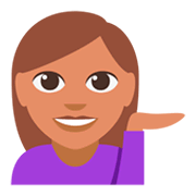 💁🏽‍♀️ Emoji Mulher Com A Palma Virada Para Cima: Pele Morena na JoyPixels 3.0.