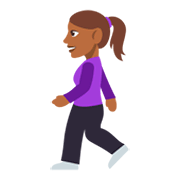 🚶🏾‍♀️ Emoji Mujer Caminando: Tono De Piel Oscuro Medio en JoyPixels 3.0.