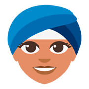 👳🏽‍♀️ Emoji Mulher Com Turbante: Pele Morena na JoyPixels 3.0.