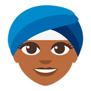 👳🏾‍♀️ Emoji Mujer Con Turbante: Tono De Piel Oscuro Medio en JoyPixels 3.0.