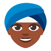👳🏿‍♀️ Emoji Frau mit Turban: dunkle Hautfarbe JoyPixels 3.0.