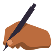 ✍🏾 Emoji Escrevendo à Mão: Pele Morena Escura na JoyPixels 3.0.