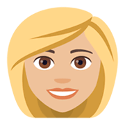 👱🏼‍♀️ Emoji Frau: mittelhelle Hautfarbe, blond JoyPixels 4.0.