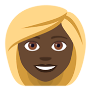 👱🏿‍♀️ Emoji Frau: dunkle Hautfarbe, blond JoyPixels 4.0.
