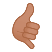 Emoji 🤙🏽 Mano Con Gesto Di Chiamata: Carnagione Olivastra su JoyPixels 4.0.