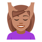 💆🏽 Emoji Person, die eine Kopfmassage bekommt: mittlere Hautfarbe JoyPixels 4.0.
