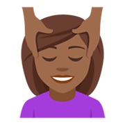 💆🏾 Emoji Person, die eine Kopfmassage bekommt: mitteldunkle Hautfarbe JoyPixels 4.0.
