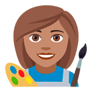 👩🏽‍🎨 Emoji Künstlerin: mittlere Hautfarbe JoyPixels 4.0.
