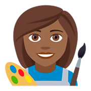 👩🏾‍🎨 Emoji Künstlerin: mitteldunkle Hautfarbe JoyPixels 4.0.