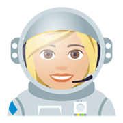 👩🏼‍🚀 Emoji Astronauta Mulher: Pele Morena Clara na JoyPixels 4.0.