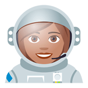 Émoji 👩🏽‍🚀 Astronaute Femme : Peau Légèrement Mate sur JoyPixels 4.0.