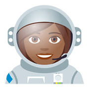 👩🏾‍🚀 Emoji Astronauta Mujer: Tono De Piel Oscuro Medio en JoyPixels 4.0.