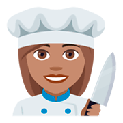 👩🏽‍🍳 Emoji Cozinheira: Pele Morena na JoyPixels 4.0.