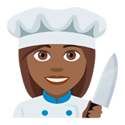 👩🏾‍🍳 Emoji Köchin: mitteldunkle Hautfarbe JoyPixels 4.0.