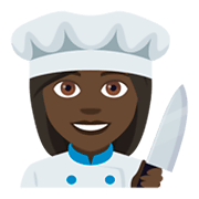 👩🏿‍🍳 Emoji Cozinheira: Pele Escura na JoyPixels 4.0.