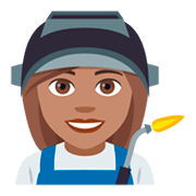 👩🏽‍🏭 Emoji Fabrikarbeiterin: mittlere Hautfarbe JoyPixels 4.0.