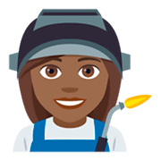 Emoji 👩🏾‍🏭 Operaia: Carnagione Abbastanza Scura su JoyPixels 4.0.