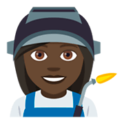 Emoji 👩🏿‍🏭 Operaia: Carnagione Scura su JoyPixels 4.0.