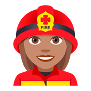 👩🏽‍🚒 Emoji Bombeira: Pele Morena na JoyPixels 4.0.