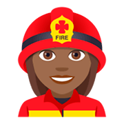 👩🏾‍🚒 Emoji Bombeira: Pele Morena Escura na JoyPixels 4.0.