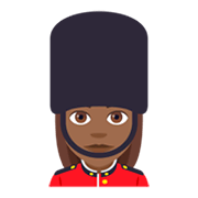 💂🏾‍♀️ Emoji Wachfrau: mitteldunkle Hautfarbe JoyPixels 4.0.