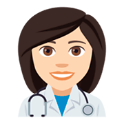 👩🏻‍⚕️ Emoji Mulher Profissional Da Saúde: Pele Clara na JoyPixels 4.0.
