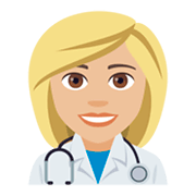 👩🏼‍⚕️ Emoji Profesional Sanitario Mujer: Tono De Piel Claro Medio en JoyPixels 4.0.
