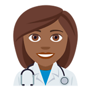 👩🏾‍⚕️ Emoji Profesional Sanitario Mujer: Tono De Piel Oscuro Medio en JoyPixels 4.0.