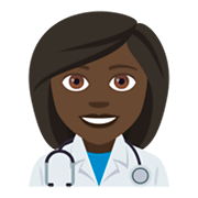 👩🏿‍⚕️ Emoji Profesional Sanitario Mujer: Tono De Piel Oscuro en JoyPixels 4.0.