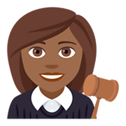 👩🏾‍⚖️ Emoji Juíza: Pele Morena Escura na JoyPixels 4.0.