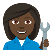 Emoji 👩🏿‍🔧 Meccanico Donna: Carnagione Scura su JoyPixels 4.0.