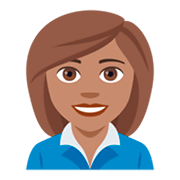 👩🏽‍💼 Emoji Funcionária De Escritório: Pele Morena na JoyPixels 4.0.