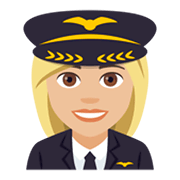 👩🏼‍✈️ Emoji Pilotin: mittelhelle Hautfarbe JoyPixels 4.0.