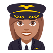 👩🏽‍✈️ Emoji Piloto De Avião Mulher: Pele Morena na JoyPixels 4.0.