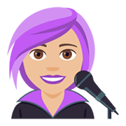 👩🏼‍🎤 Emoji Cantante Mujer: Tono De Piel Claro Medio en JoyPixels 4.0.