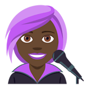 👩🏿‍🎤 Emoji Cantante Mujer: Tono De Piel Oscuro en JoyPixels 4.0.