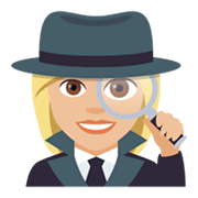 Emoji 🕵🏼‍♀️ Investigatrice: Carnagione Abbastanza Chiara su JoyPixels 4.0.