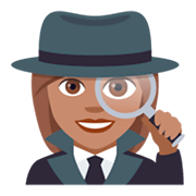 🕵🏽‍♀️ Emoji Detektivin: mittlere Hautfarbe JoyPixels 4.0.