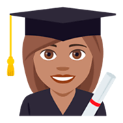 Emoji 👩🏽‍🎓 Studentessa: Carnagione Olivastra su JoyPixels 4.0.